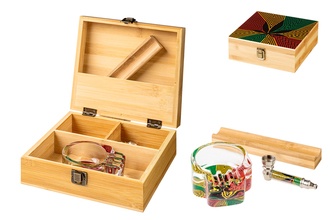 Super Heroes Wooden Storage box für Selberdreher mit Zubehör, 18,8x17,5x7cm