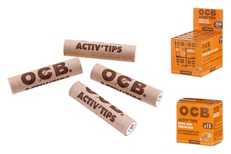 OCB Virgin Activ`Tips unbleached Extra Slim 6mm, box á 15 filters