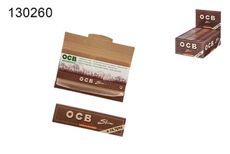 OCB unbl Slim Virgin + Tips, braun, 32 Blatt