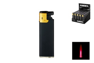 Angel lighter Turbo black rubberized/gold-coloured, refillable