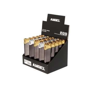 Angel disposable, Flint with Jetflame, 25er Display anthracite/gold and silver colored, refillable