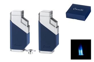 Caseti lighter 3xJet blue matt / chrome with drill