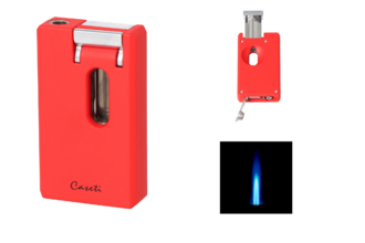 Caseti lighter Soft Jet red matt with cutter notch cut and drill 0,8mm