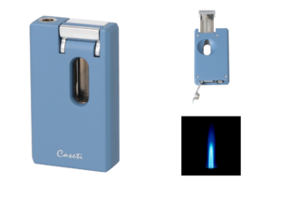 Caseti lighter Soft Jet steel blue matt with cutter notch cut and drill 0,8mm