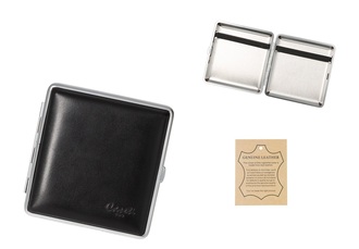 Caseti cigarette case Real leather black, rubber