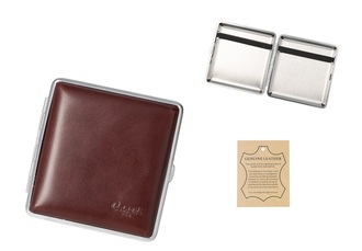 Caseti cigarette case Real leather Braun, rubber