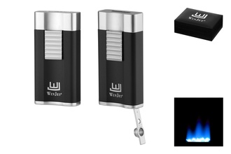 Winjet premium lighter Black Chrome Wide Flat Flame with Punch