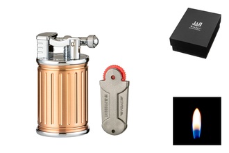 Winjet Lighter soft flame, Tablelighter rosegold-colored, H.9cm Ø5cm, with replacement flints