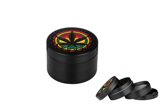 Dreamliner Grinder 4-piece metal hemp leaf black, Ø 5cm