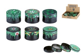 Super Heroes Grinder 4tlg. Hanfblatt Metall schwarz/grün, Ø 6,3cm, H. 4cm