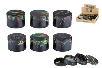 Super Heroes Grinder 4tlg. Hanfblatt Metall schwarz/bunt, Ø 6,3cm, H. 4cm