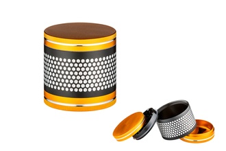 Grinder, 3parts, metal, Ø 60mm x H.63 mm, gold-colored/black