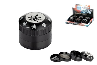 Super Heroes Grinder 4tlg. Hanfblatt Metall schwarz, Ø 5cm, H. 4,5cm