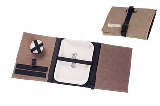 HoneyPuff Set: Grinder Plastik+Rolling Tray, 19,7x14,7cm+Tasche beige