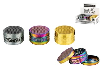 Dreamliner metal grinder 3parts, Ø5cm, H. 3cm,3 colors Rainbow/silver/gold