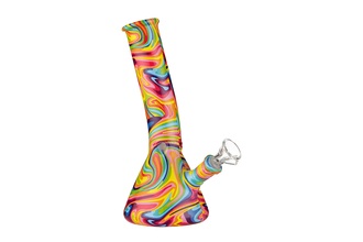 Super Heroes Glasbong Ice konisch bunt, H. 19,5cm Ø 3,5, Chillum 14,5 Schliff