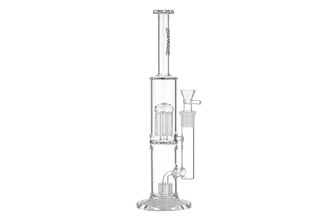 Super Heroes Glasbong mit Percolator transparent, H. 35cm, Ø 3,5cm Chillum 18er Schliff