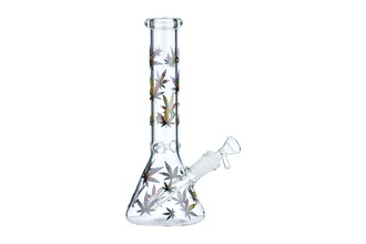 Dreamliner Glasbong Ice konisch transparent Hanf bunt, H. 25cm, Ø5cm Chillum 18er Schliff