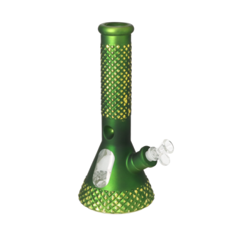 2nd choice colour gradient - Super Heroes glass bong Ice conical green/gold colored, h.32cm,Ø 4cm