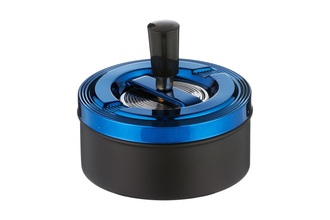 Angelo spinning ashtray, metal black/blue-metallic, Ø 11cm