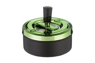 Angelo spinning ashtray, metal black/green-metallic, Ø 11cm