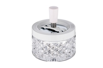 Angelo spinning ashtray, glass transparent/white, Ø 9cm