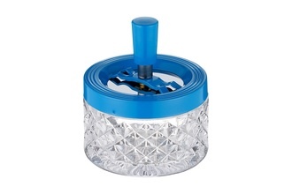 Angelo spinning ashtray, transparent/aqua-metallic glass, Ø 9cm