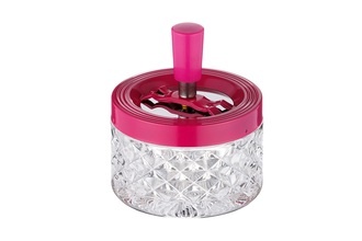 Angelo spinning ashtray, glass transparent/ pink-metallic, Ø 9cm