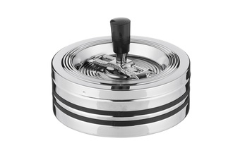 Angelo spinning ashtray, metal chrome/black, Ø 14cm