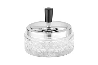 Angelo spinning ashtray, glass transparent/silver colored metallic, Ø 12 cm