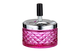 Angelo spinning ashtray, glass pink, Ø 9.5cm