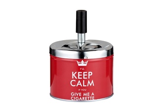 Angelo spinning ashtray, metal red keep calm, Ø 9.5cm