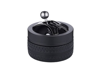 Angelo ashtray, metal/ rubberized Tires with gear shift black, Ø 9cm