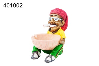 Ashtray, Polyresin rasta sitting, Ø 7.5cm, h. 12cm