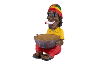 Aschenbecher, Polyresin Rasta sitzend, H. 40cm