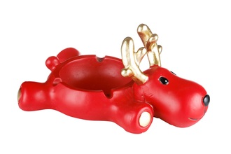 Ashtray, ceramic red moose, 18x 11.5x 8.5cm