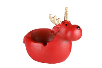 Ashtray, ceramic red moose, 12.7x8.2x 10.5cm