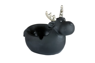 Ashtray, ceramic black moose, 12.7x8.2x 10.5cm