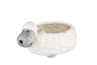 Ashtray, ceramic white sheep, 15x10.5x7.5 cm