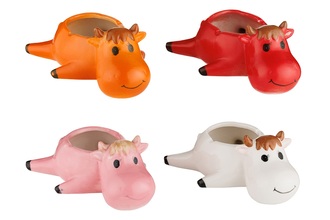 Ashtray, ceramic assorted colors cow, 17,5x 12,5x 7,3c