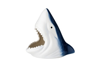 Ashtray, ceramic white/blue shark, 14x 10cm, h. 13.5cm