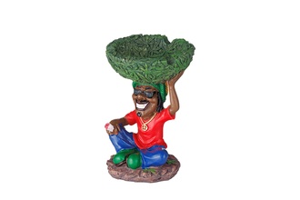 Ashtray, Polyresin Rasta sitting, Ø9cm, H.13cm