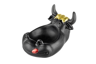 Ashtray, ceramic black cow, 15,2x 11,5,x 8,6cm