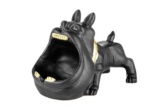 Ashtray, ceramic black standing dog, 16.3x 11.4x 13.6cm