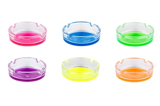 Ashtray set of 6, glass 6 colors, Ø 11cm