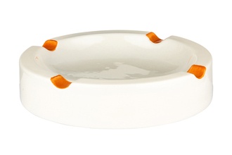 Cigar ashtray, white ceramic, 4 Ablagen, Ø 21.5cm, h. 4.5cm