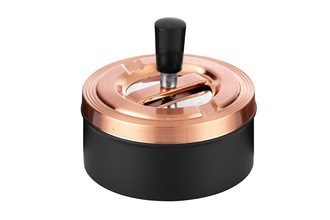 Angelo spinning ashtray, metal black matt/copper, Ø 11 cm