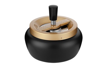 Angelo spinning ashtray, metal black/ gold-colored matt, Ø 13 cm