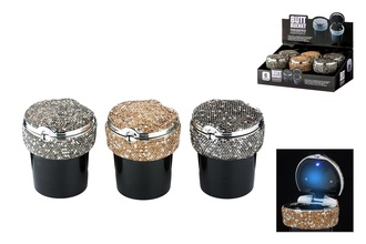 Angelo car ashtray, plastic 3 colors diamond with LED, Ø 8cm, h. 9cm 