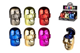 Angelo car ashtray with LED, plastic skull assorted colors, Ø 6, h. 7.5cm